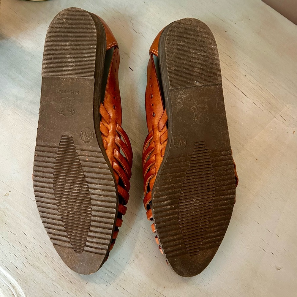 Basic Editions Brown Leather Loafers With Woven D… - image 7